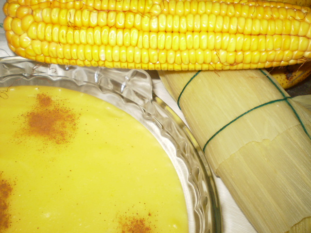 Curau (left) and pamonha (right) made of corn